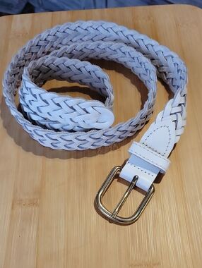 Genuine Leather White Leather Woven Belt Made In Guatemala Size XL